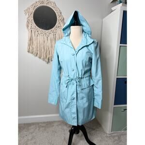 Vintage 90s y2k Women's powder light blue raincoat jacket trench XS outdoors